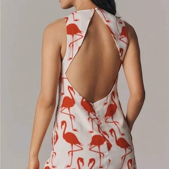 Maeve Pink Flamingo Print Mini Dress-Small-NWT - Picture 2 of 2